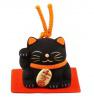 Japonská kočka štěstí Maneki Neko Black - zvonek 6cm