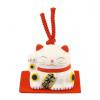 Japonská kočka štěstí Maneki Neko White - zvonek 6cm