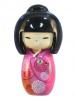 Dekorační magnet : japonská panenka Kokeshi PINK