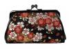 Japonsk� d�msk� pen�enka Nishijin Ume Black Red Flowers