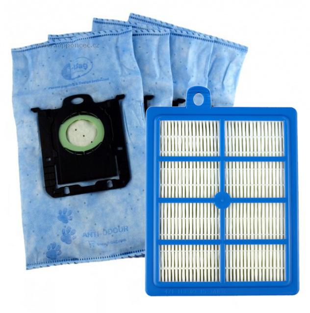 HEPA filtr a sáčky s-Bag E203 Anti-Odour pro AEG P1 až 999 System Pro 1+4ks