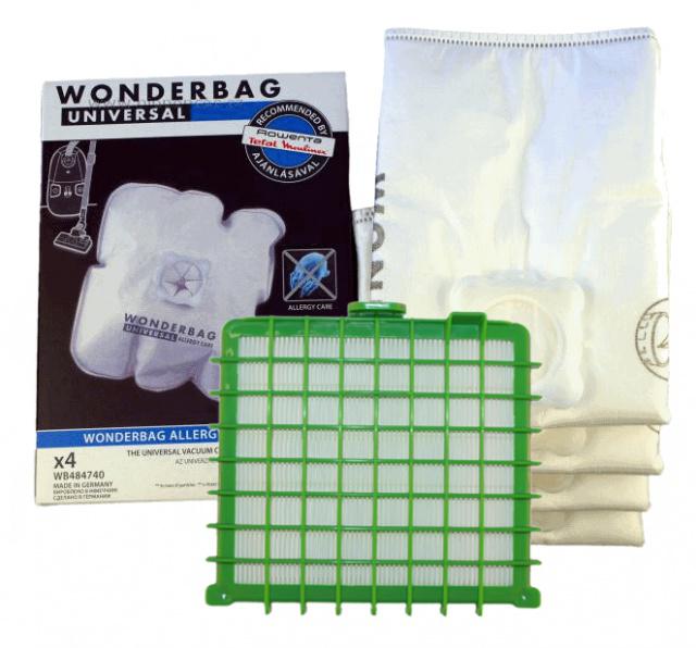 Originální sáčky ROWENTA Wonderbag WB484740 4ks + alt. filtr HEPA omývatelný