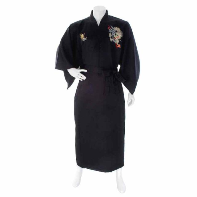Japonské pánské kimono Black Dragon vyšívané dlouhé