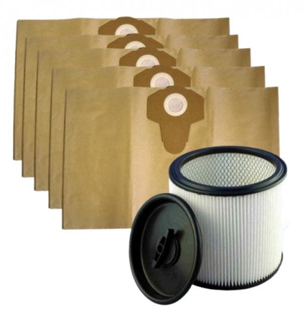 Fotografie Filtr omýv. pro LIDL PNTS 1300 A1 Parkside a sáčky papírové, 1+5ks