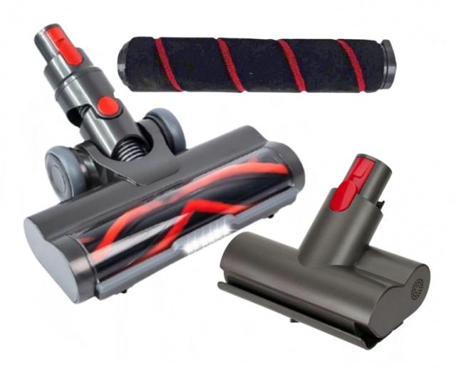3v1 El. hubice pro DYSON V15/V11/V10/V8/V7 na koberce a podlahy, LED světlo, a turbokartáč