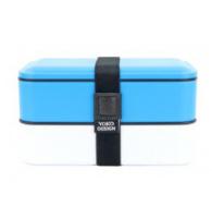 Box na jídlo Bento Yoko Design dvoupatrový 1,2 litru, modrý