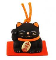 Japonsk koka tst Maneki Neko Black - zvonek 6cm