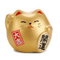 Japonsk koka tst Maneki Neko, zlat S