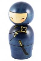 Japonsk panenka Kokeshi Ninja Blue 12,5 cm