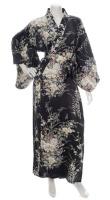 Japonsk dmsk hedvbn kimono Hana Silk Black dlouh