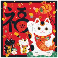 Japonsk tek Furoshiki 50 x 50 Maneki Neko