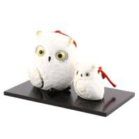 Koto Fukuro - japonské sovičky pro štěstí (rodič a dítě), bílé