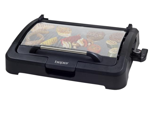 Beper Elektrický stolní BBQ gril s víkem BEPER 90871, 39 x 29 cm