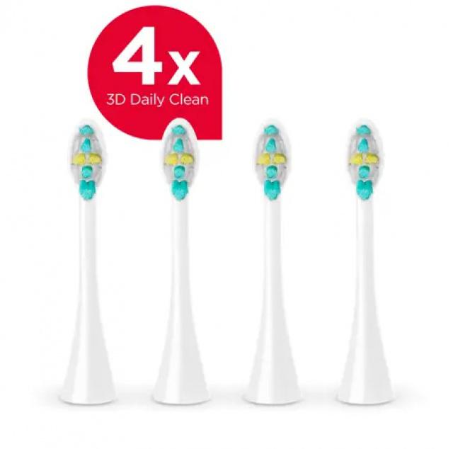Fotografie Náhradní hlavice 3D Daily Clean ZK0070 pro zubní kartáčky Concept PERFECT SMILE ZK701x, 4 ks, bílé