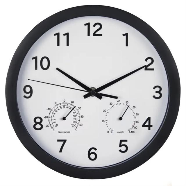 Nástěnné hodiny Hama Pure Plus s teploměrem a vlhkoměrem, &#216; 25 cm