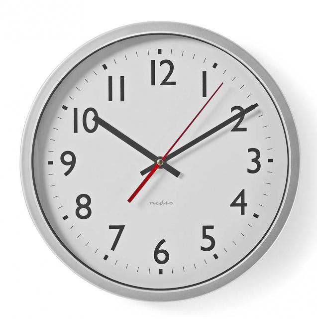 Fotografie Nástěnné hodiny Nedis 30 cm Stříbrná / Bílá
