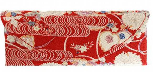 Japonsk pouzdro na brle potaen kimono ltkou Red