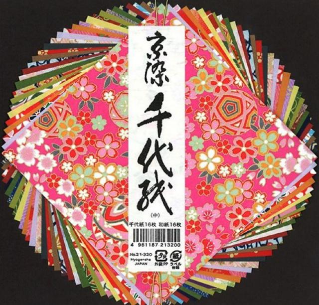 Japonský origami papír Kyozomechiyogami, 12x12 cm, 30 listů