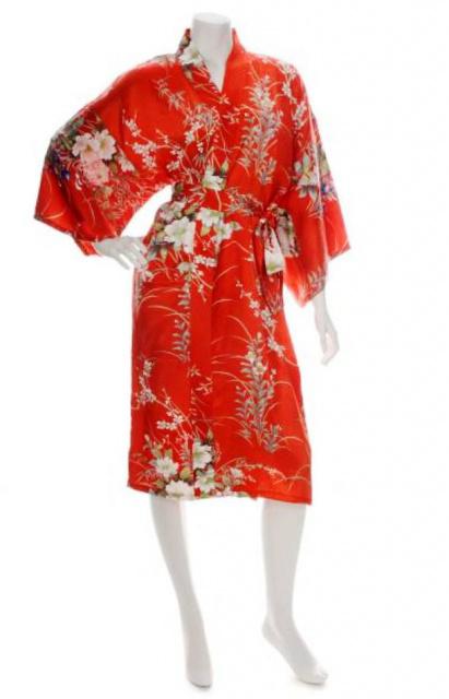 Japonské dámské hedvábné kimono Hana Silk Red krátké