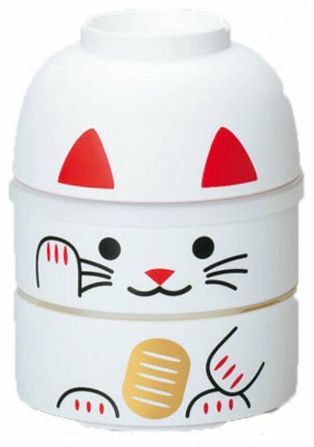 Hakoya Japonský jídlonosič Bento Maneki Neko bílý, 440 ml