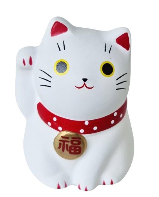Japonská kočka štěstí Maneki Neko, bílá, 5,5 cm