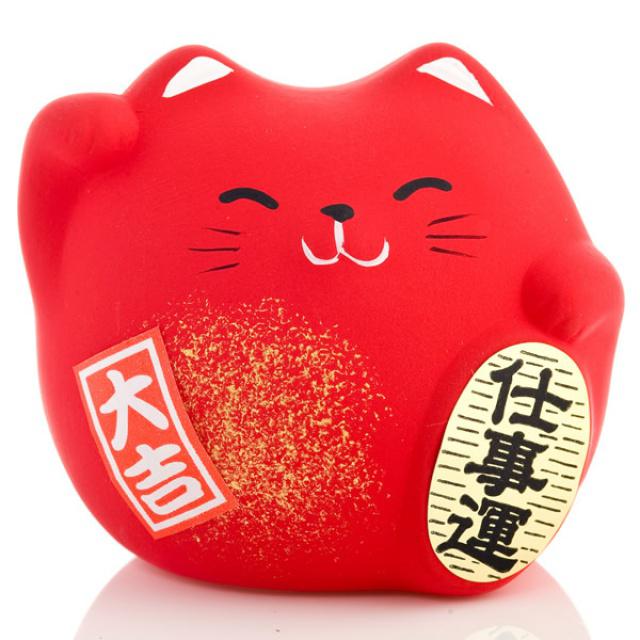 Japonsk koka pro tst Maneki Neko erven 5,5 cm - vyrobeno v Japonsku