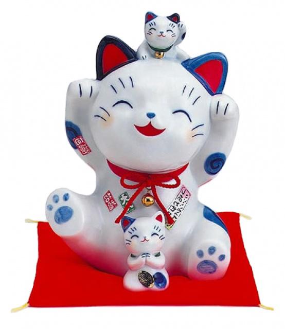 Japonská kočka štěstí Maneki Neko Shofuku pokladnička 20cm