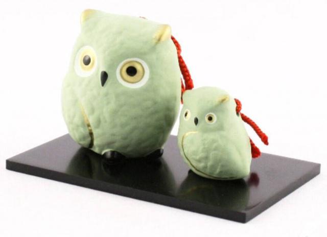 Koto Fukuro - japonská sovička pro štěstí, 6,5 cm (rodič a dítě)