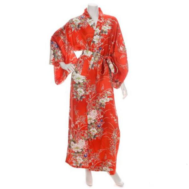 Japonské dámské hedvábné kimono Hana Silk Red dlouhé