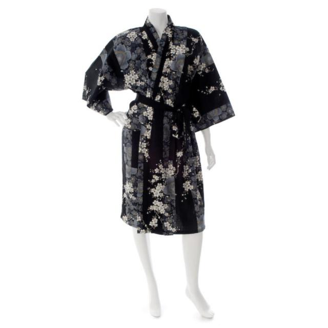 Japonské dámské kimono Yukata Cherry Blossom BLACK krátké