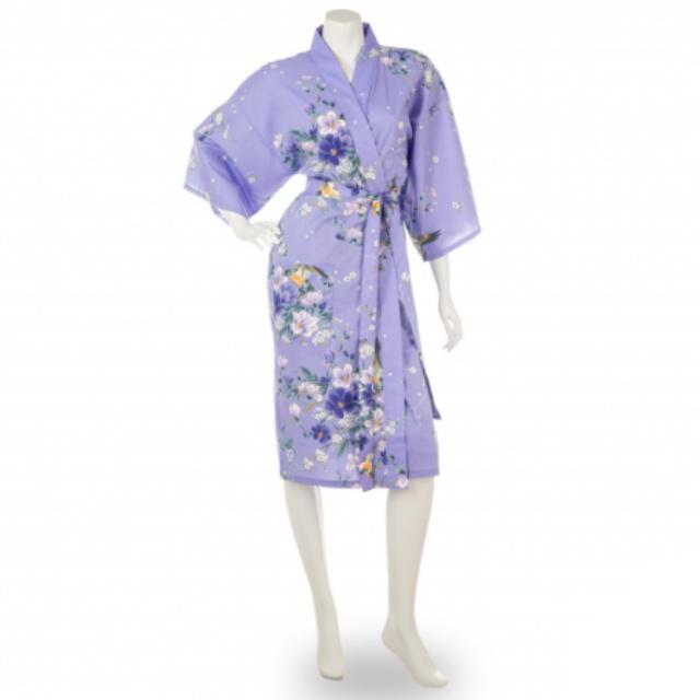Japonské dámské kimono Yukata se vzorem Magnolií krátké