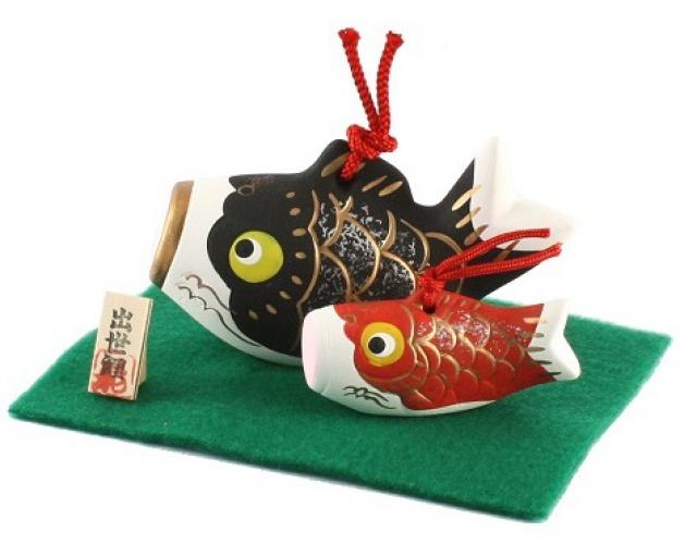 Keramické figurky japonských kaprů Koinobori - rodič a dítě