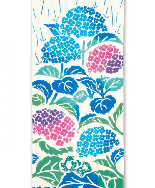 JPa Japonský šátek Tenugui Hortenzie 90cm x 36cm