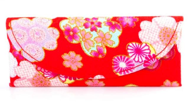 Japonské dámské pouzdro na brýle Red Mix Flower III