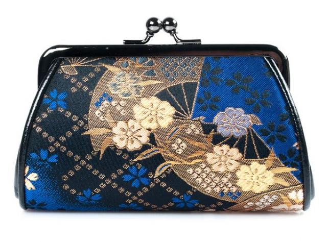 Japonská dámská peněženka Nishijin Ume Dark Blue