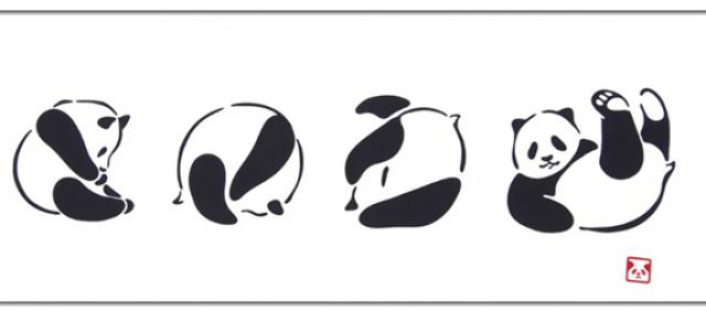 Japonský šátek Tenugui Panda 90cm x 33cm