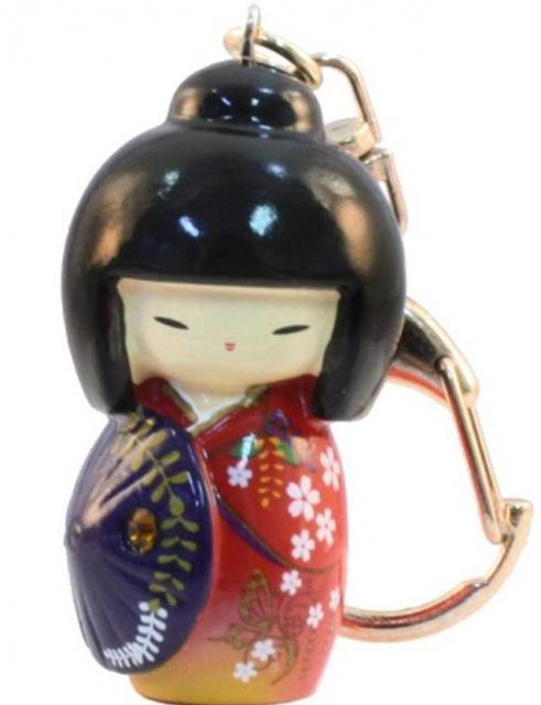 Klíčenka panenka Kokeshi Kasa Red
