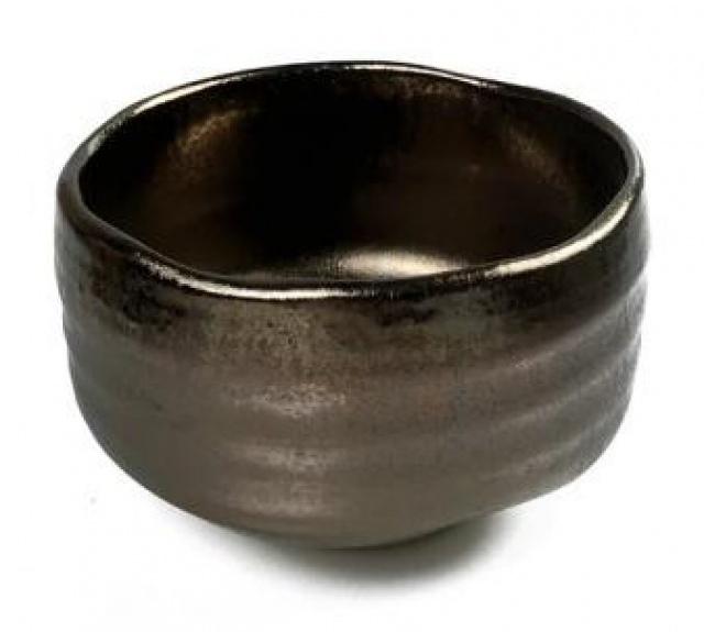 Japonská keramická miska - chawan - SEIDO na čaj matcha, bronzová