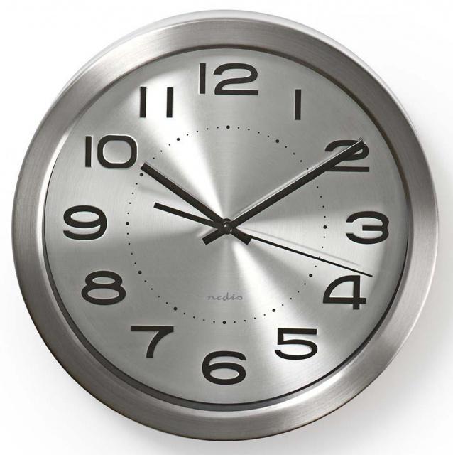 Fotografie Kulaté Nástěnné hodiny Nedis 30 cm Nerezová ocel