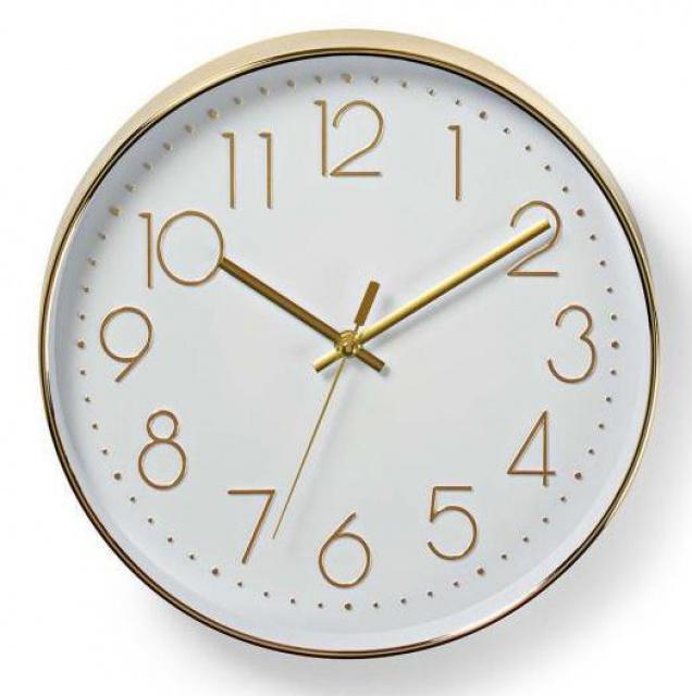 Kulaté nástěnné hodiny Nedis 30 cm Bílá / Zlatá