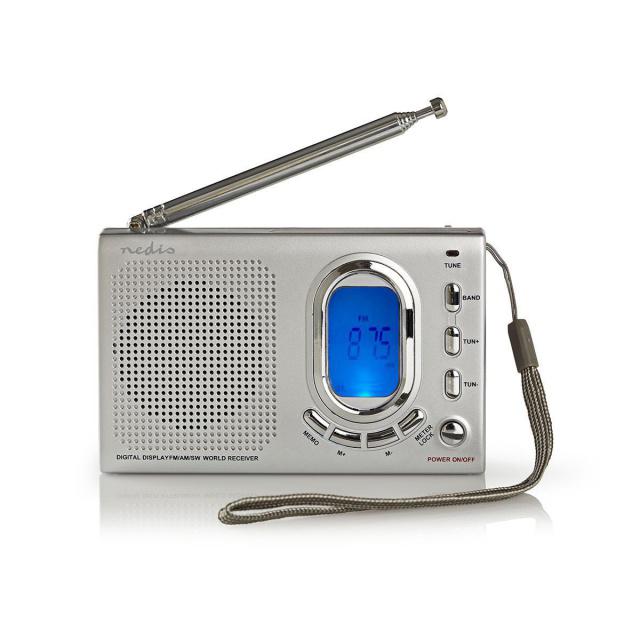Cestovní rádio s budíkem Nedis RDWR1000GY, AM / FM / SW