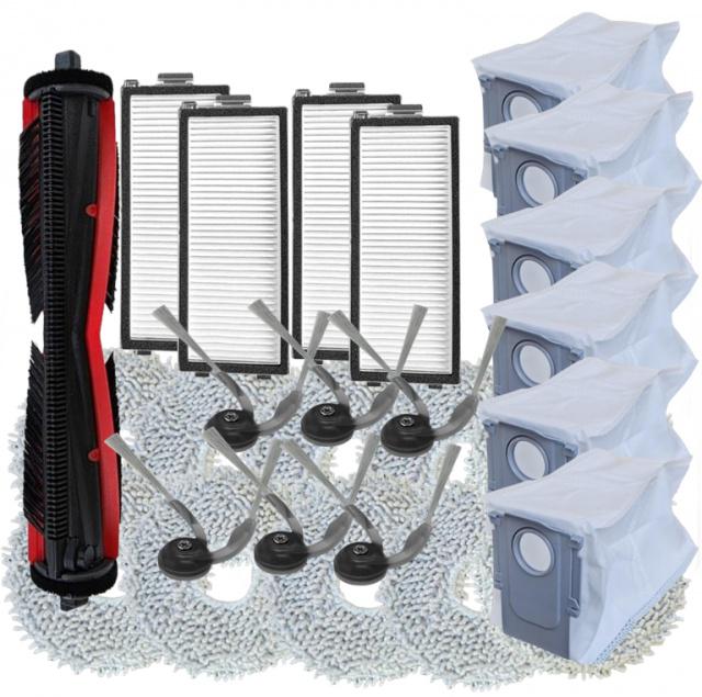 Fotografie HEPA filtry, kartáče, sáčky, mopy pro ROBOROCK Saros Z70 Silver sada 27ks