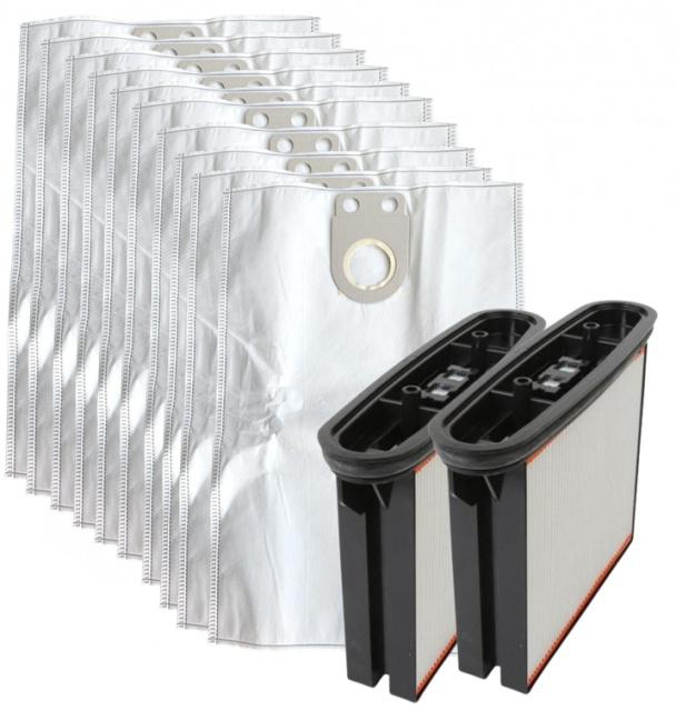 BO24T10HF Textilní sáčky (58x40 cm) pro BOSCH GAS 25, Metabo, Starmix, Eibenstock a 2x filtr, sada 10+2ks