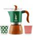 Moka konvice Bialetti Moka POP Fiammetta Green/Brown 3 lky Promo Pack