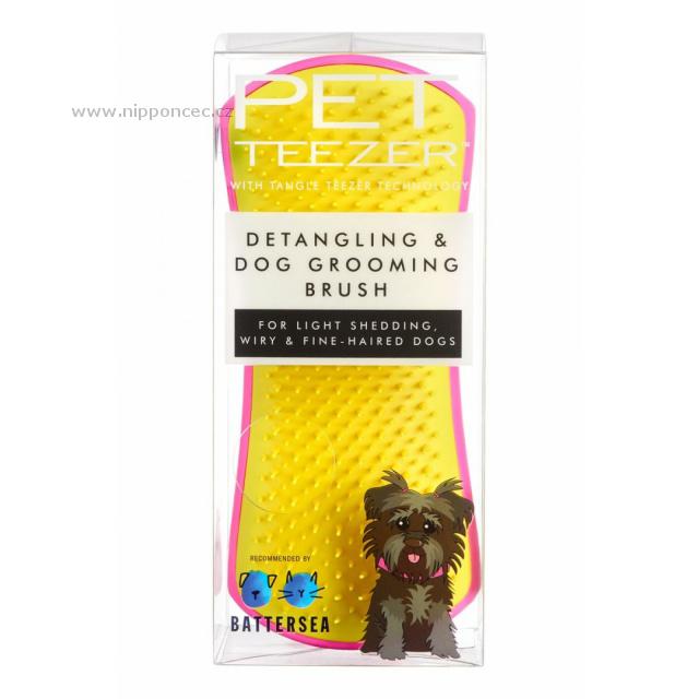 Rozčesávací kartáč pro psy s dlouhou srstí Pet Teezer Detangling pink.